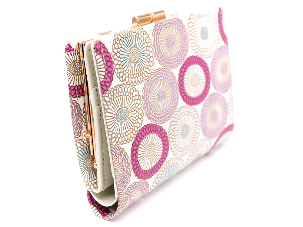 Umbrella Chrysanthemums (Peach Blossom) GAMASATSU Square Billfold with Clasp