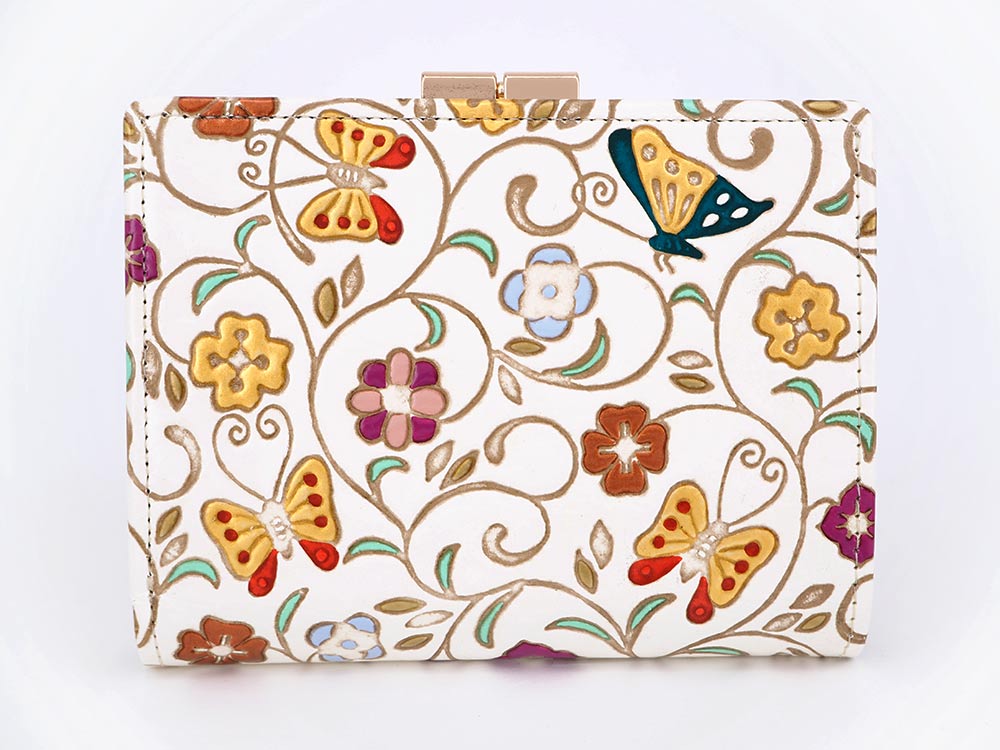 KINKARAOOBANA - Golden Flowers and Butterflies GAMASATSU Square Billfold with Clasp