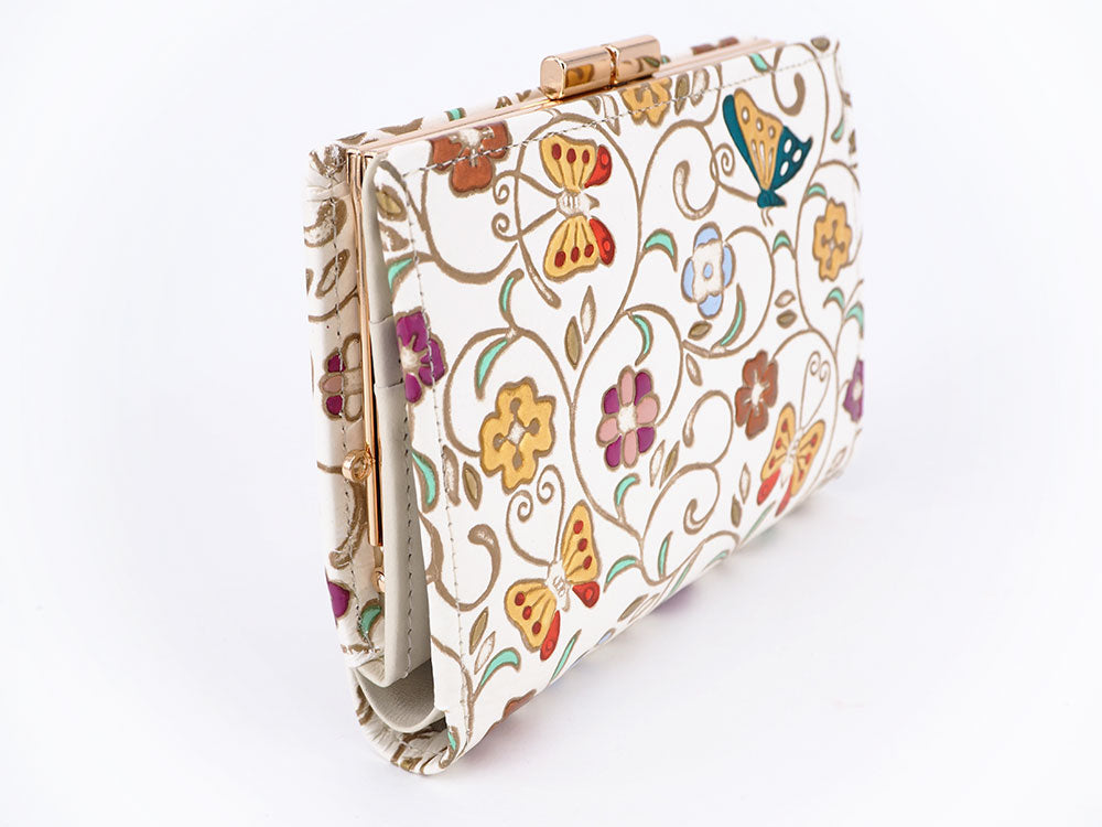 KINKARAOOBANA - Golden Flowers and Butterflies GAMASATSU Square Billfold with Clasp