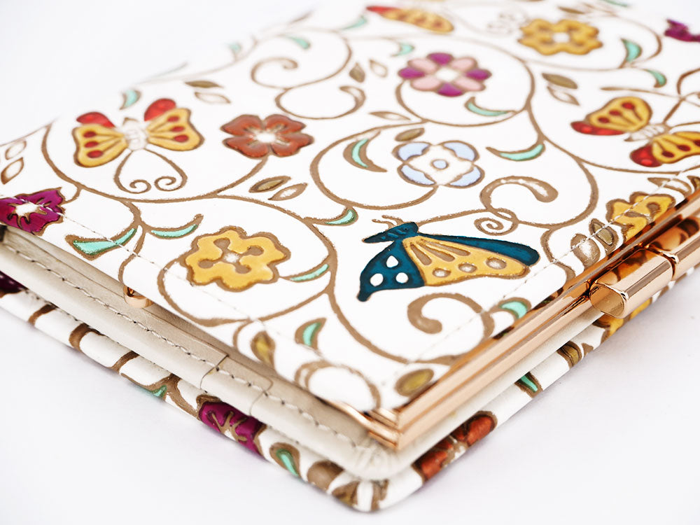 KINKARAOOBANA - Golden Flowers and Butterflies GAMASATSU Square Billfold with Clasp