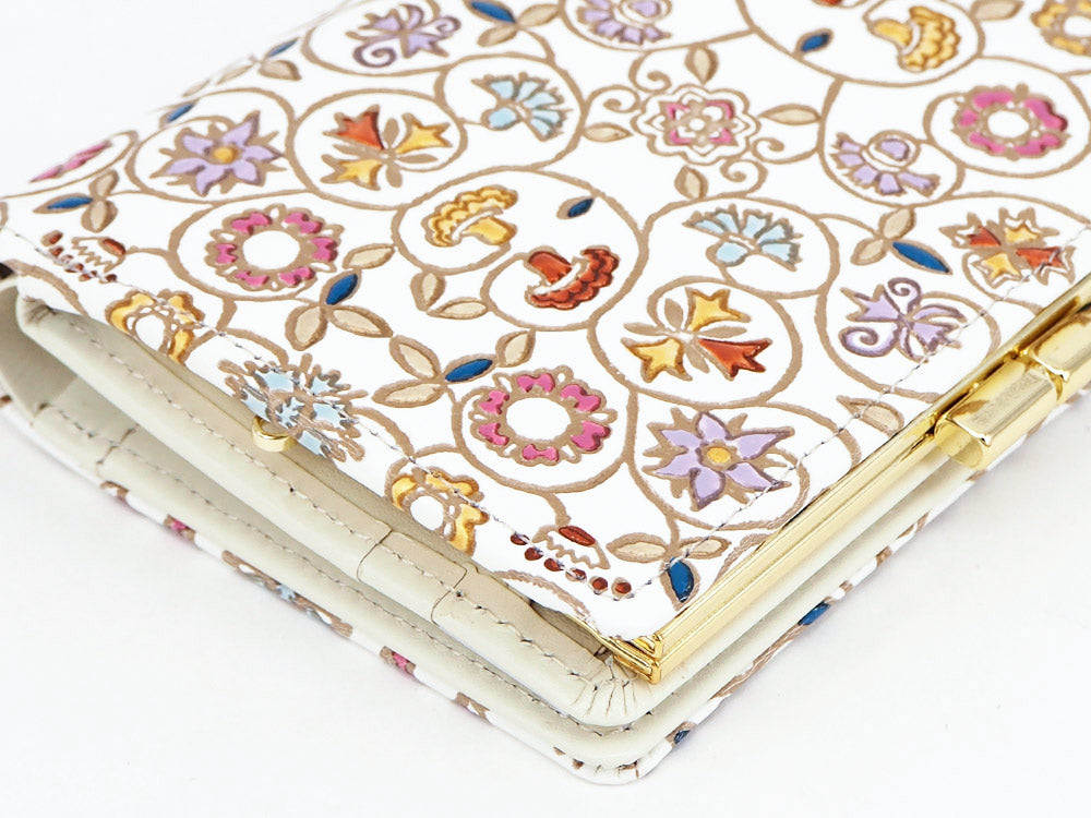 KINKARAKOBANA - Small Golden Flowers GAMASATSU Square Billfold with Clasp
