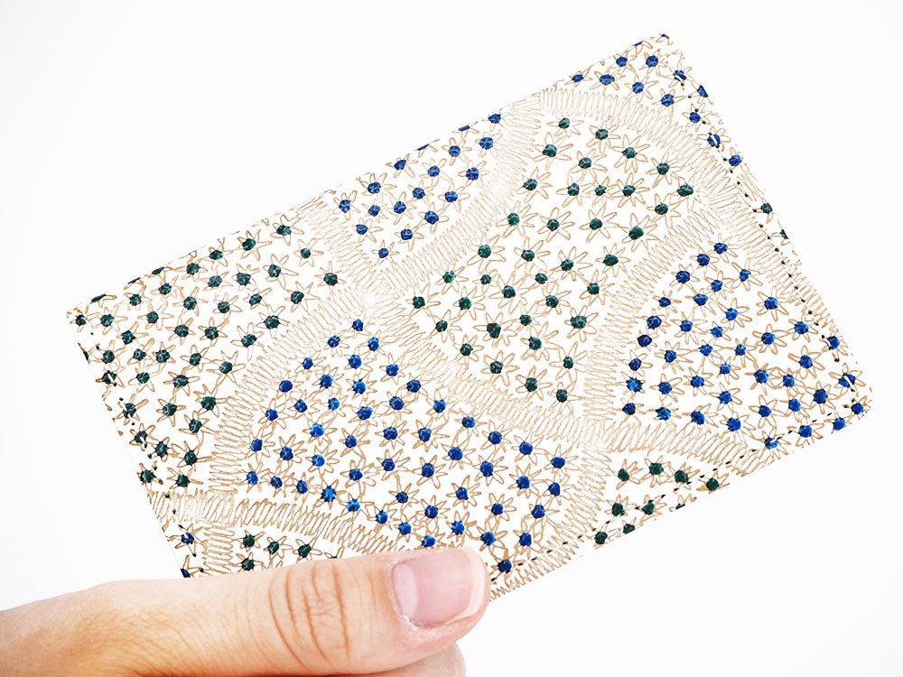CHIRIMEN Fabric (Green) Business Card Case