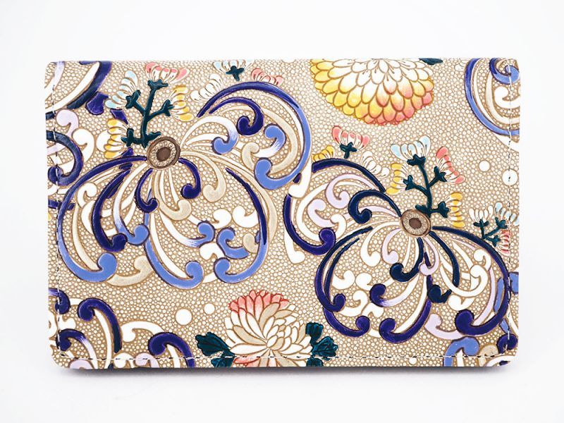 RANGIKU - Firework Chrysanthemums (Blue&Yellow) Business Card Case