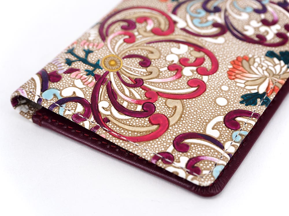 RANGIKU - Firework Chrysanthemums (Wine&Pink) Business Card Case