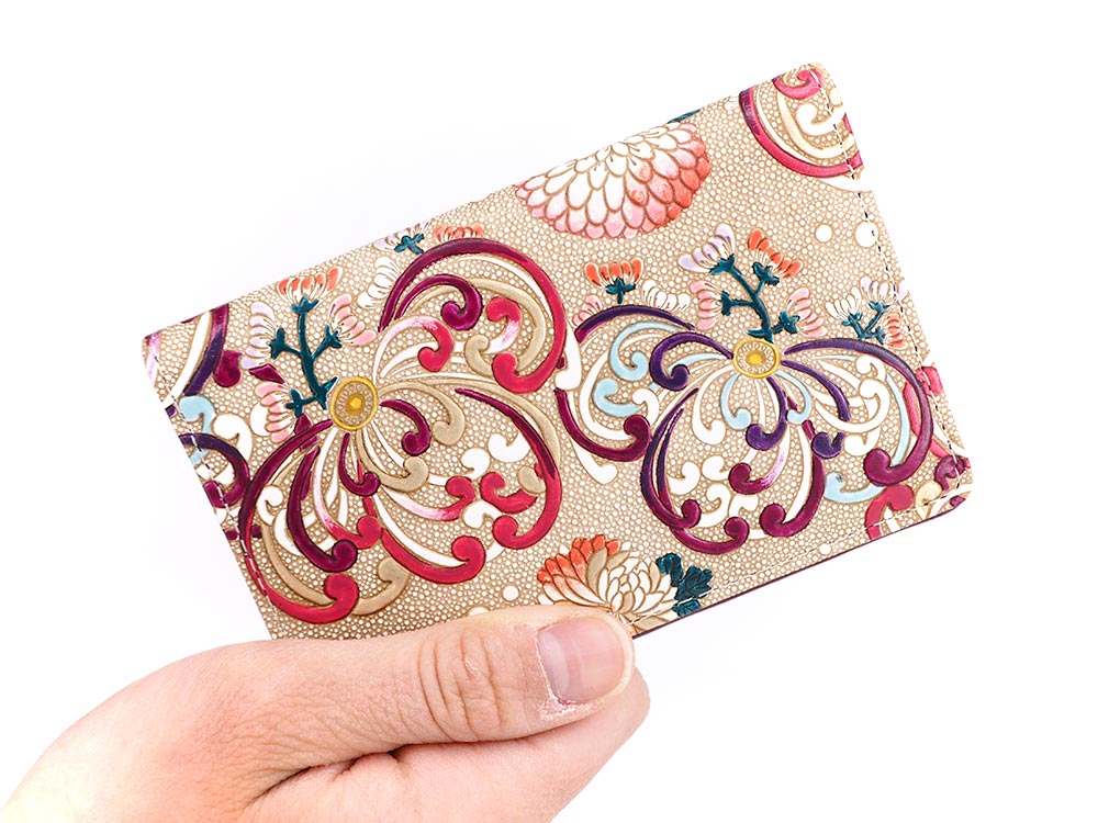 RANGIKU - Firework Chrysanthemums (Wine&Pink) Business Card Case