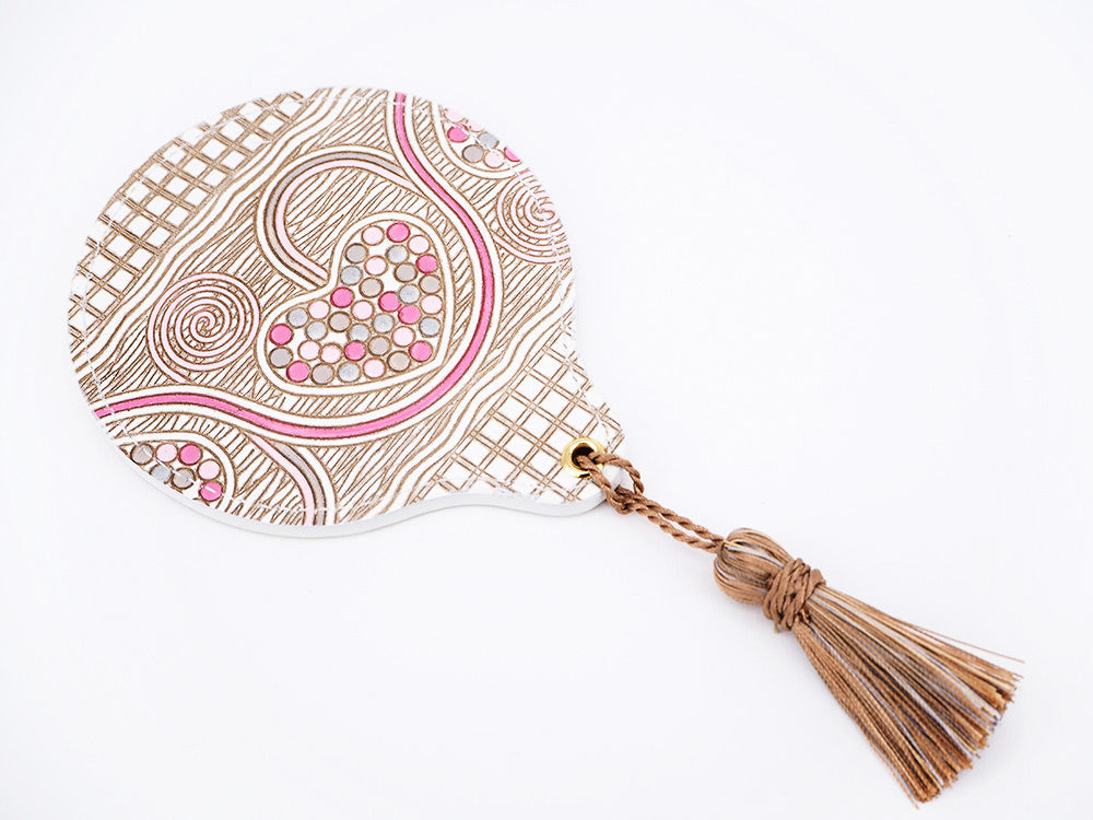 Silver Hearts (Mocha Pink) Hand Mirror