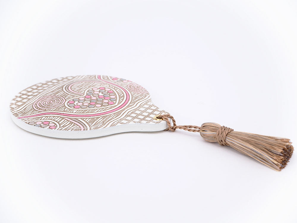 Silver Hearts (Mocha Pink) Hand Mirror