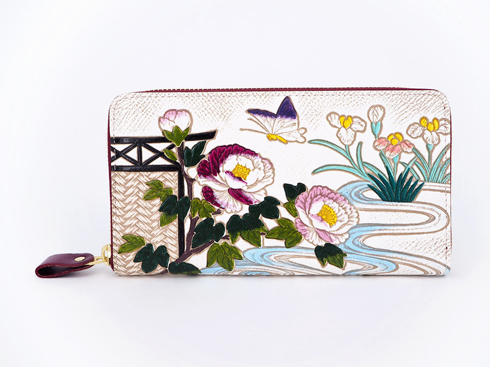 Japanese Peonies Zippered Long Wallet