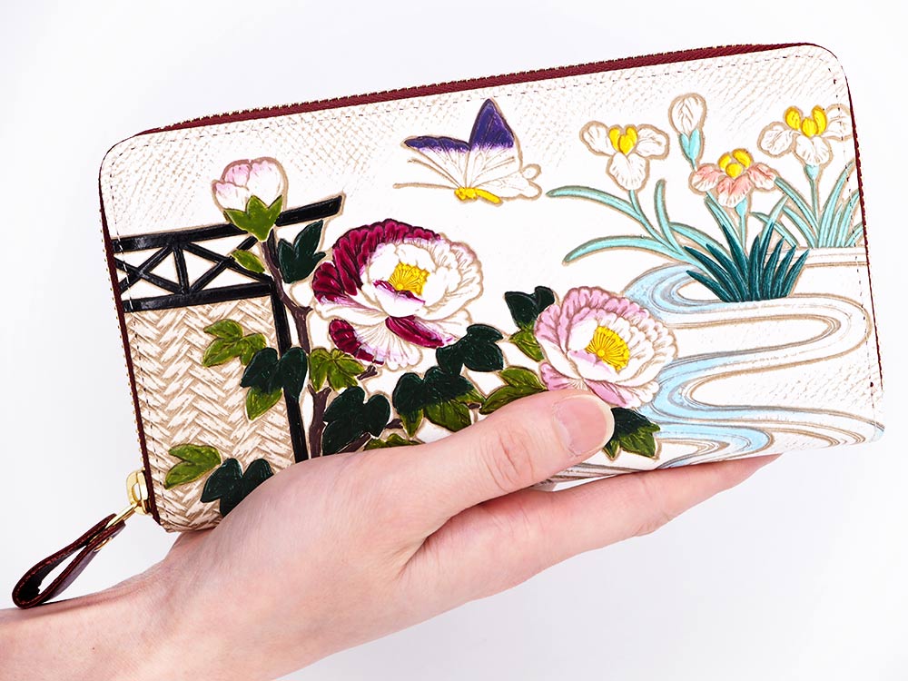 Japanese Peonies Zippered Long Wallet