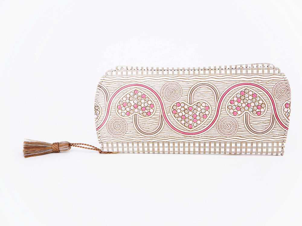 Silver Hearts (Mocha Pink) Eyeglasses Case