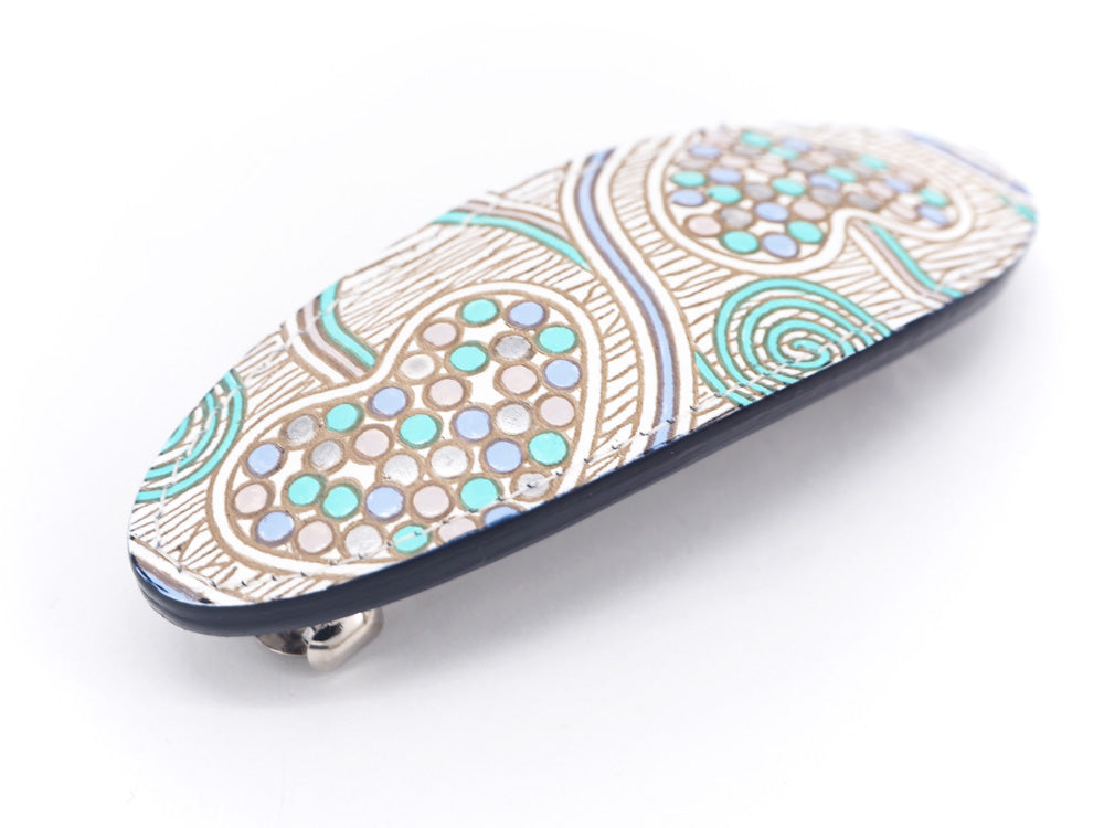 Silver Hearts (Mint Green) Hair Clip