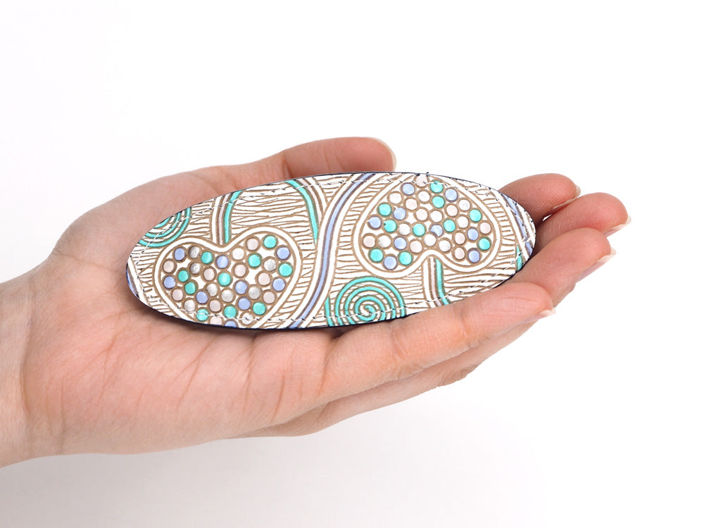 Silver Hearts (Mint Green) Hair Clip