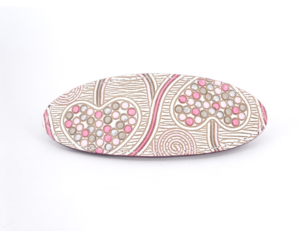 Silver Hearts (Mocha Pink) Hair Clip