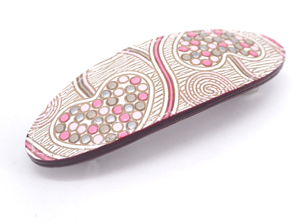 Silver Hearts (Mocha Pink) Hair Clip