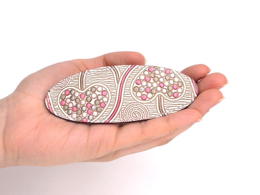 Silver Hearts (Mocha Pink) Hair Clip