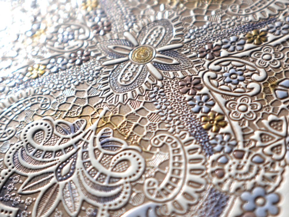 Antique Lace (Blue) Zippered Long Wallet