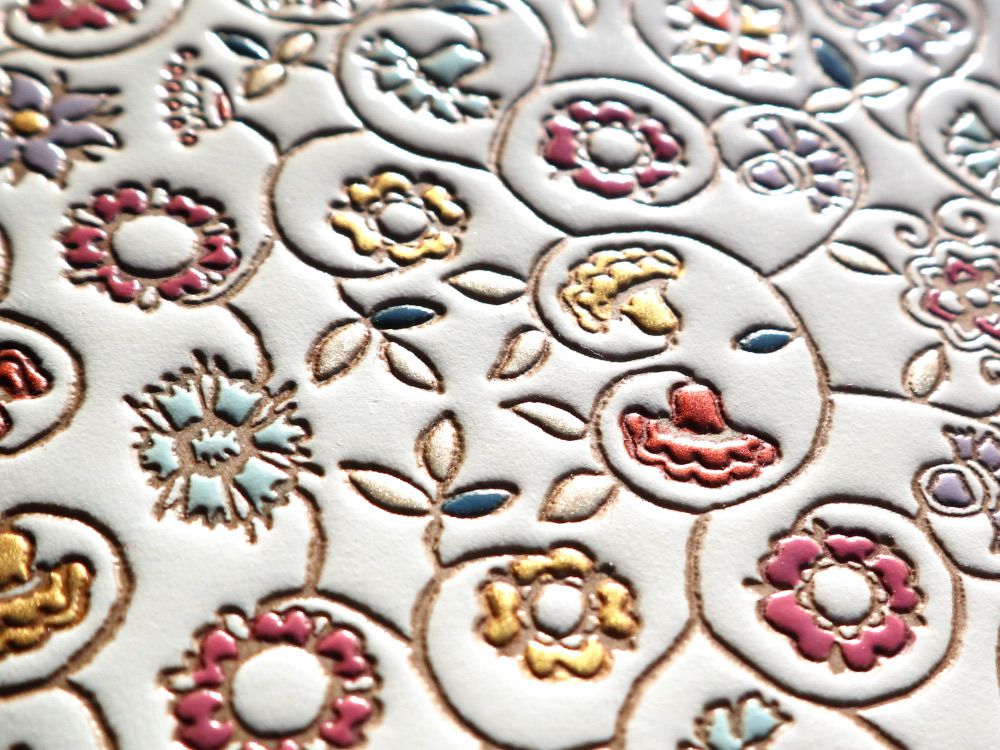 KINKARAKOBANA - Small Golden Flowers  Thin Card Case