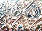 Flowers and Cats (Indigo) GAMASATSU Square Billfold with Clasp