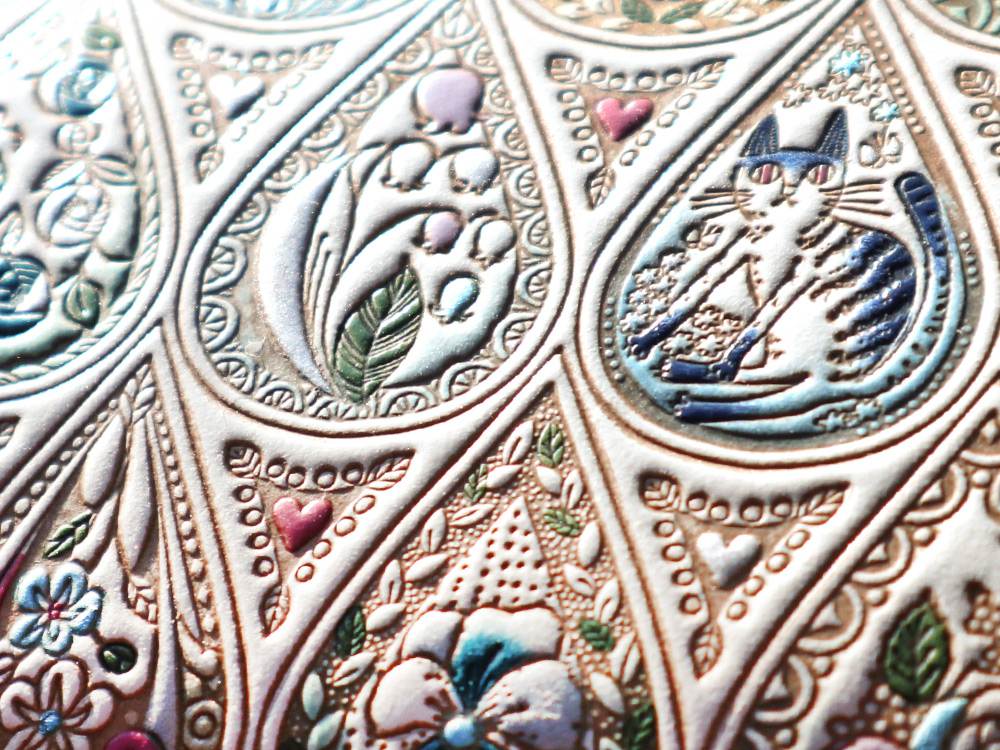 Flowers and Cats (Indigo) Square Coin Purse