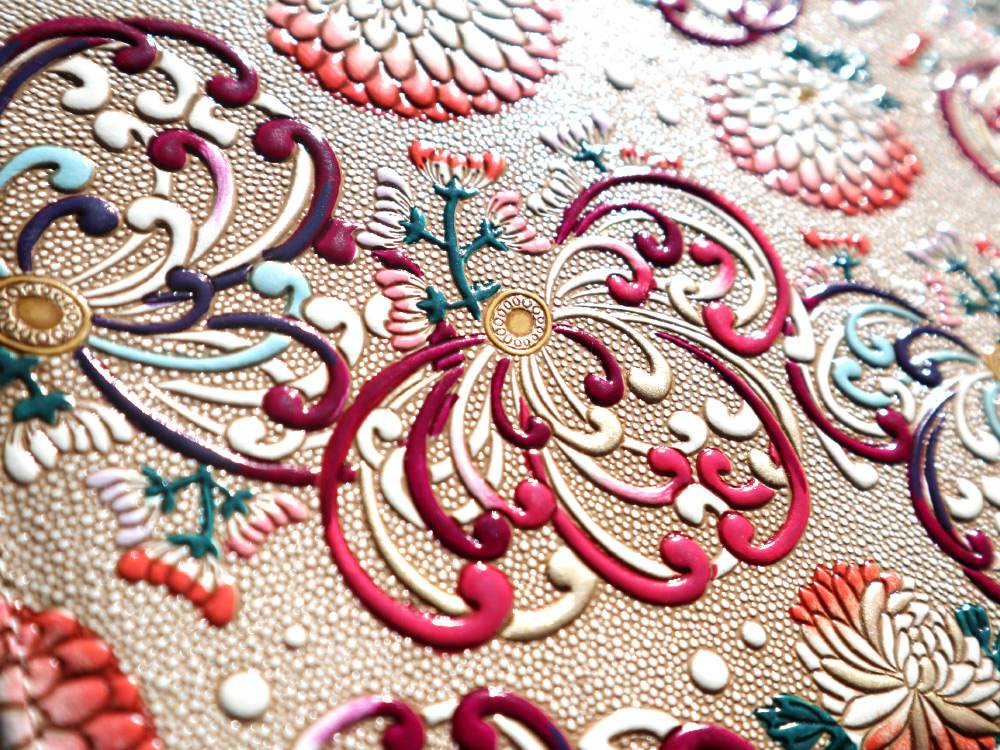 RANGIKU - Firework Chrysanthemums (Wine&Pink) Business Card Case