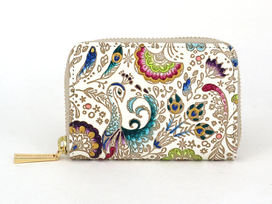 Peacock Zippered Coin Purse | BUNKOYA OOZEKI | Handpainting