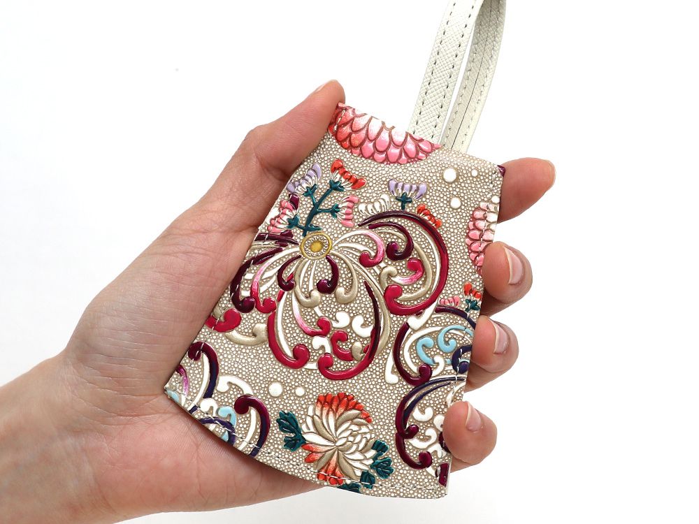 RANGIKU - Firework Chrysanthemums (Wine&Pink) Bell Key Case