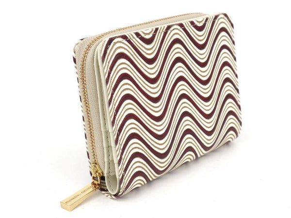 YOKONAMI Waves (Wine) Zippered Bi-fold Wallet