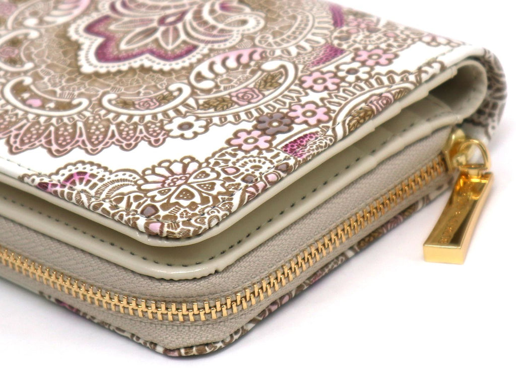 Antique Lace (Pink) Zippered Bi-fold Wallet