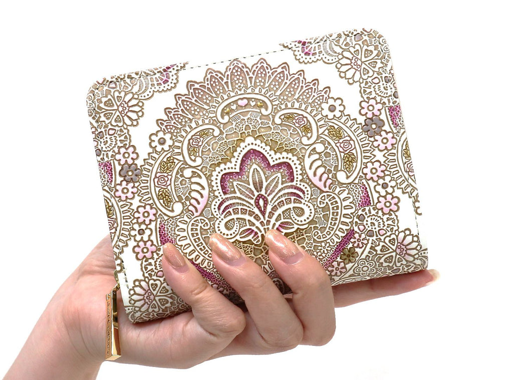 Antique Lace (Pink) Zippered Bi-fold Wallet