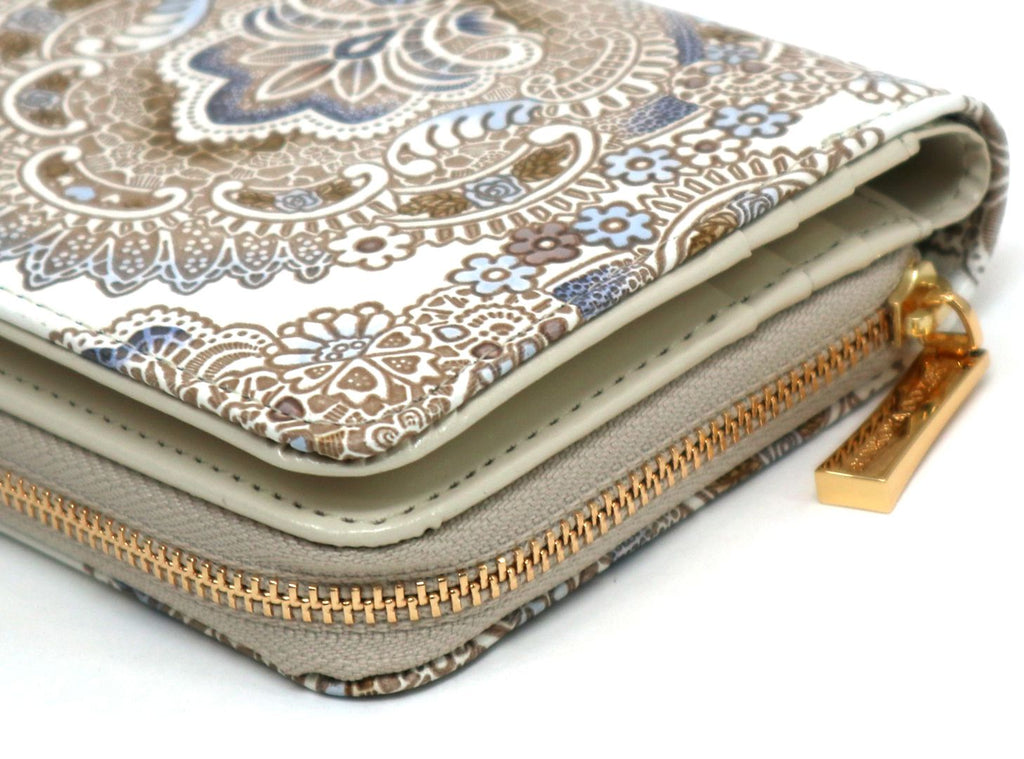 Antique Lace (Blue) Zippered Bi-fold Wallet