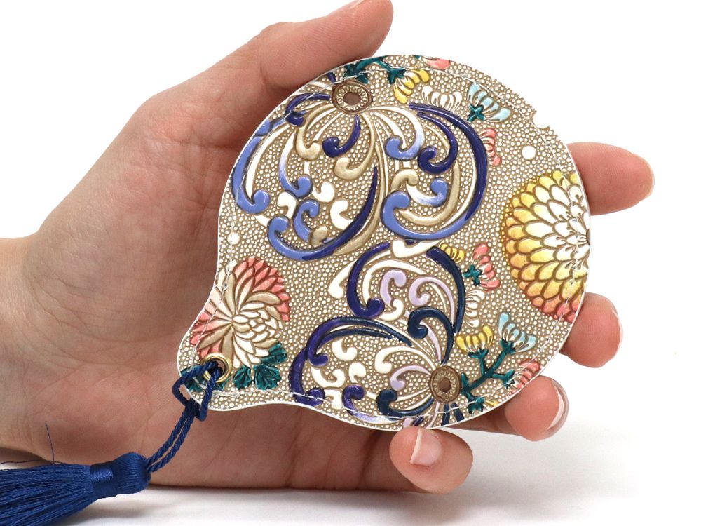 RANGIKU - Firework Chrysanthemums (Blue&yellow) Hand Mirror