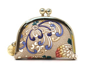 RANGIKU - Firework Chrysanthemums (Blue&Yellow) Tiny Gamaguchi Pouch