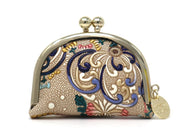 RANGIKU - Firework Chrysanthemums (Blue&Yellow) Tiny Gamaguchi Pouch