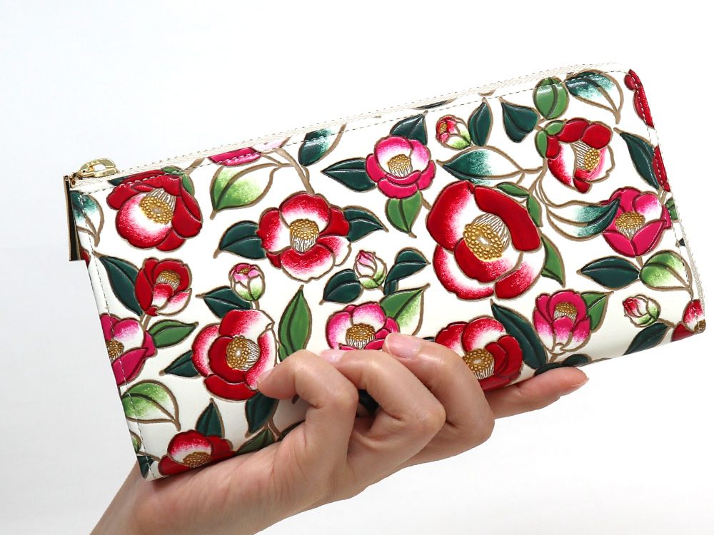 Camellia L-shaped Long Wallet