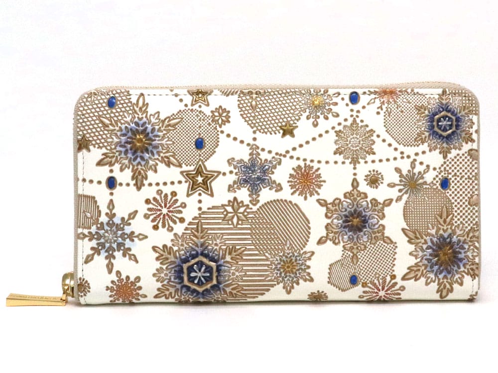 Snow Ornaments (Blue) Zippered Long Wallet