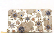 Snow Ornaments (Blue) Zippered Long Wallet