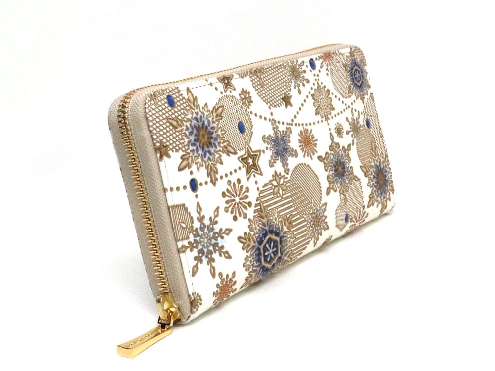Snow Ornaments (Blue) Zippered Long Wallet