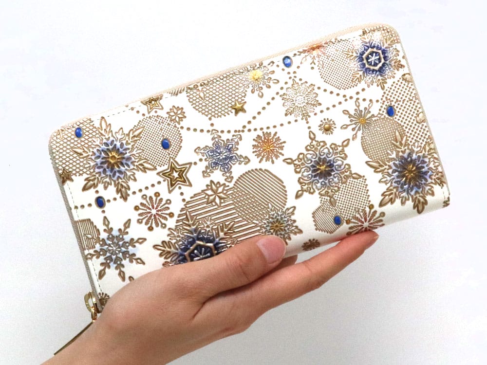 Snow Ornaments (Blue) Zippered Long Wallet