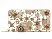 Snow Ornaments (Brown) Zippered Long Wallet