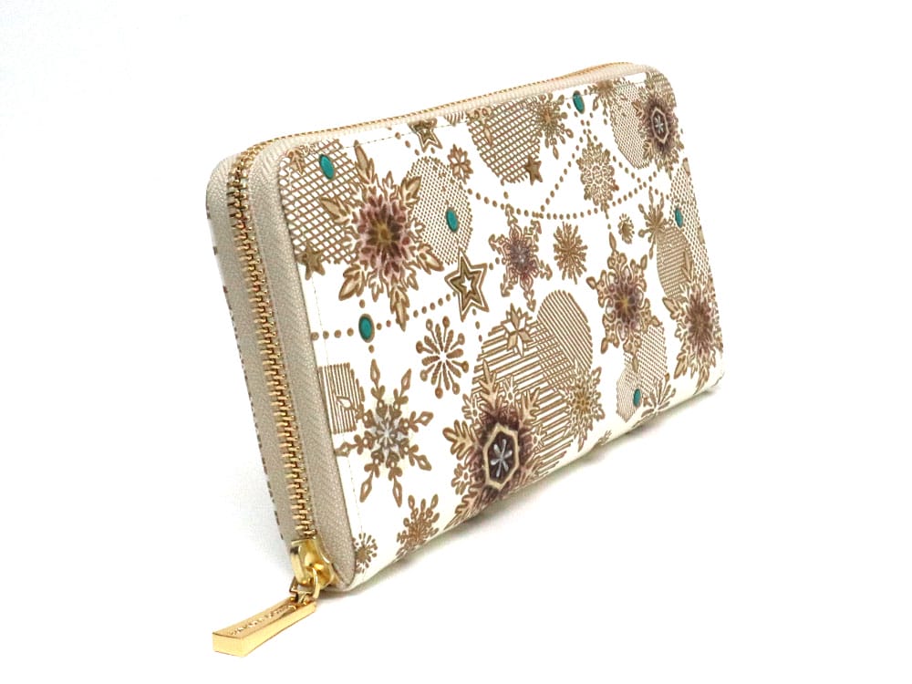 Snow Ornaments (Brown) Zippered Long Wallet