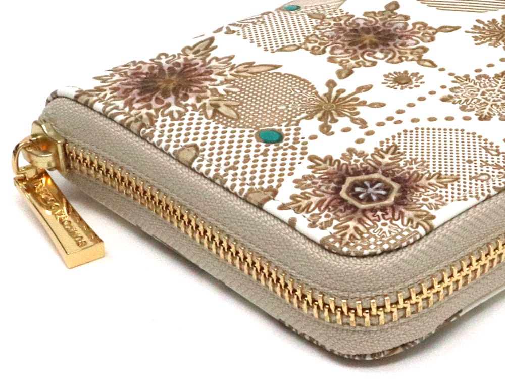 Snow Ornaments (Brown) Zippered Long Wallet