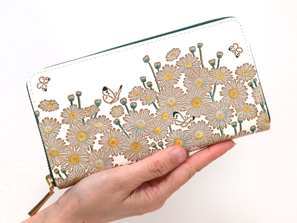 Marguerites Zippered Long Wallet