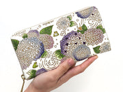 Hydrangeas Zippered Long Wallet