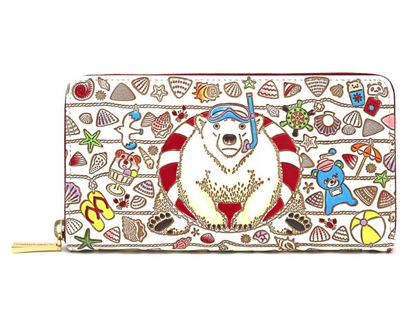 Seaside Bear Zippered Long Wallet