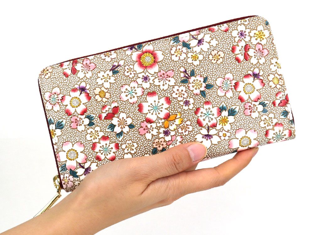 Colorful Cherry Blossoms Zippered Long Wallet