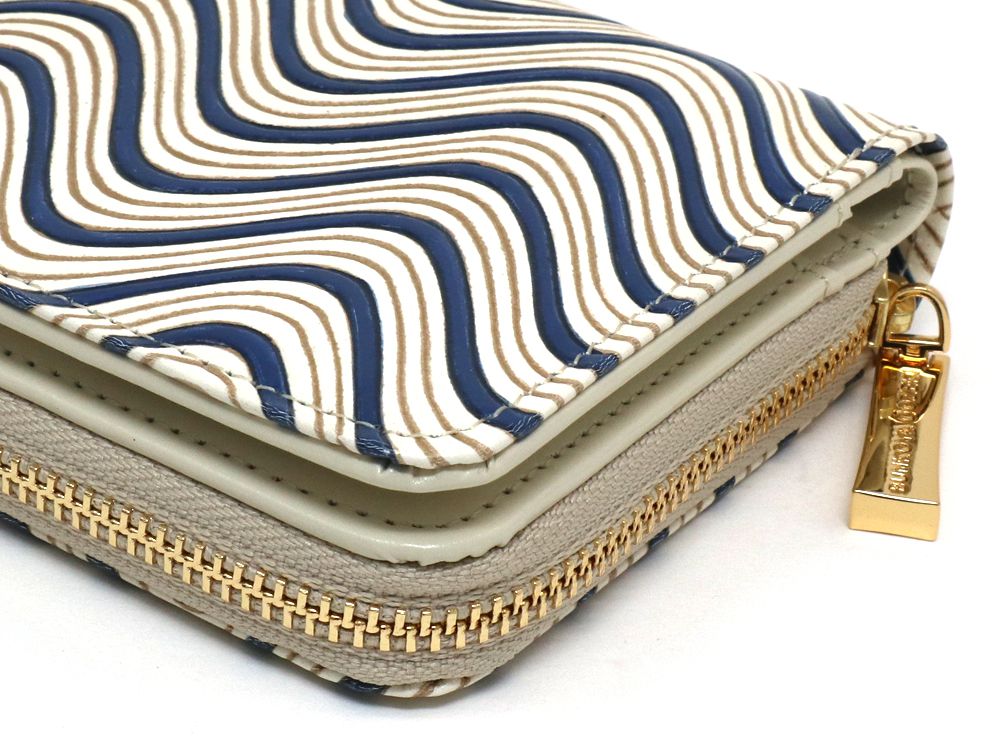 YOKONAMI Waves (Navy) Zip Around Bi-Fold Wallet