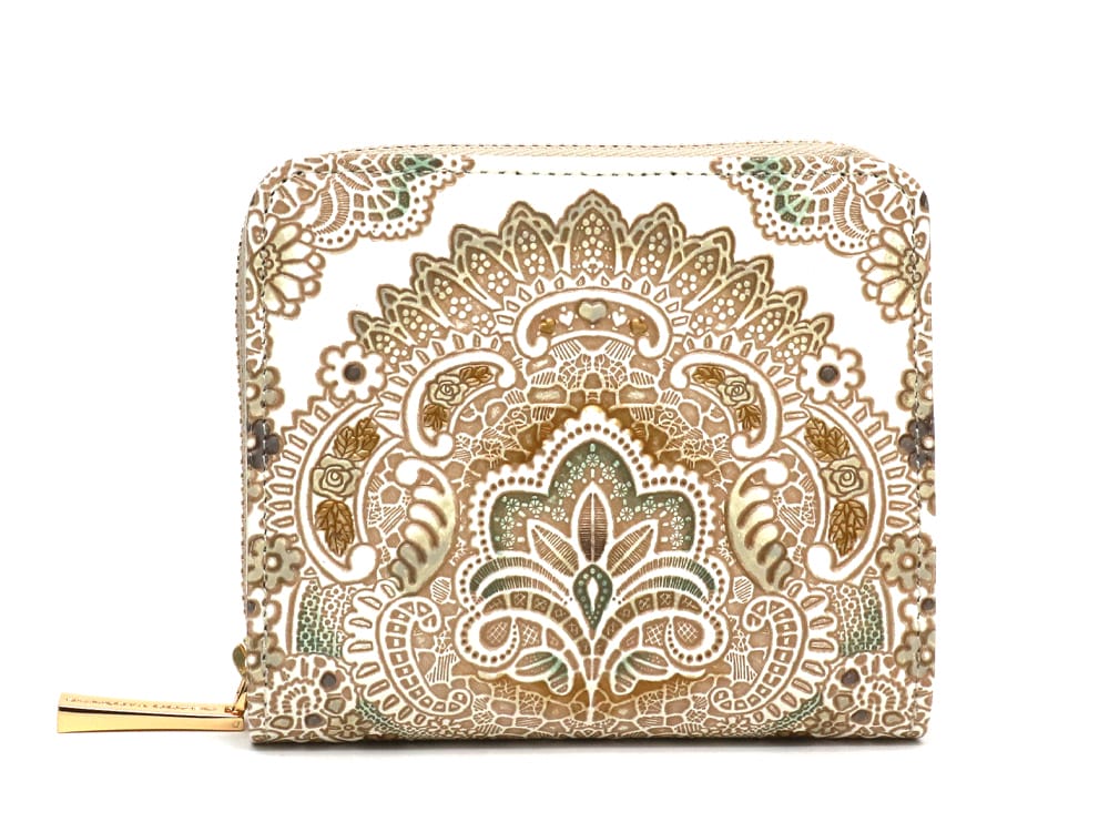 Antique Lace (Green) Zip Around Bi-Fold Wallet