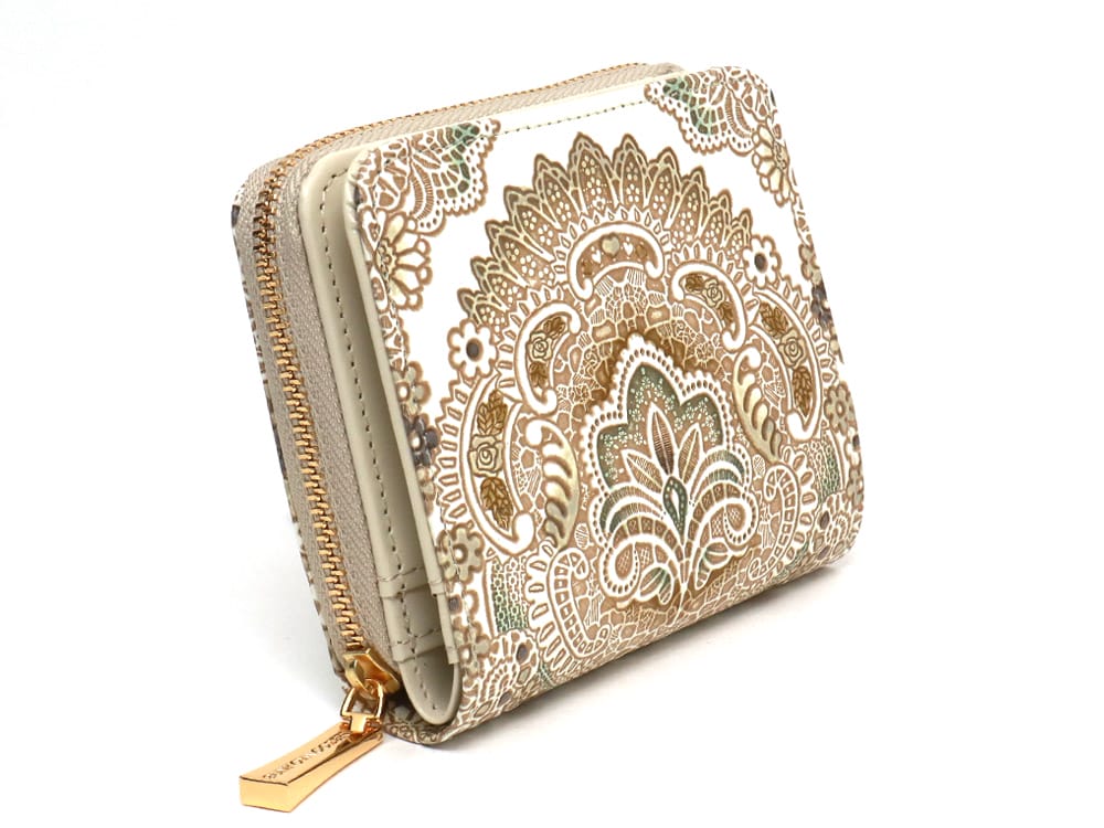 Antique Lace (Green) Zip Around Bi-Fold Wallet