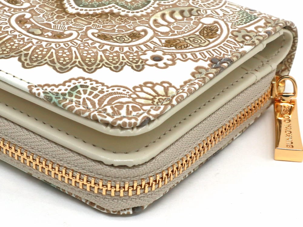 Antique Lace (Green) Zip Around Bi-Fold Wallet