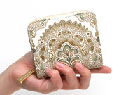 Antique Lace (Green) Zip Around Bi-Fold Wallet